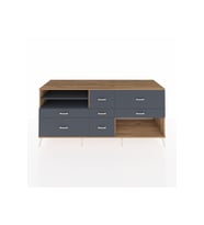 Kronos Konsol 2 Raflı 7 Çekmeceli  220x59x99 Çam-Antrasit/Antrasit