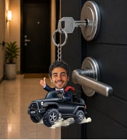 Kişiye Özel Jeep Karikatür Anahtarlık – Fotoğraflı Off Road Araç Hediyesi Fotoğraflı Arabalı Anahtarlık