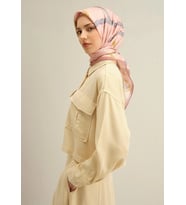 Armine Sura İpek Eşarp 9346-55 Pembe Karışık Desen