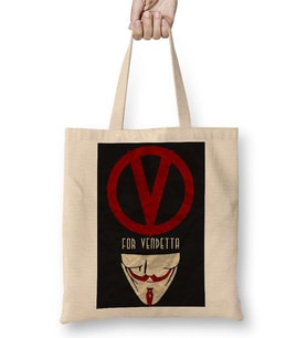 V For Vendetta Afiş Bez Çanta Uzun Saplı