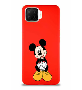 Oppo A73 Soft Premier Kapak Mickey Mouse-A Tasarımlı Silikon Kılıf - Kırmızı (Şeffaf)