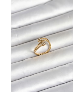 316L Çelik Gold Renk Zirkon Taşlı Kalp Model Kadın Yüzük TJ-BYK4168