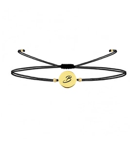 Alberaccessories 925 Ayar Gümüş Tasarım 14 K Gold Kaplama Ip Örgü B Harf Şans Bileklik