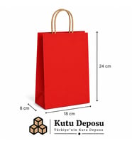 18x24x8 cm Kraft Kırmızı Poşet (25 ADET)