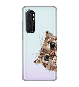Xiaomi Mi Note 10 Lite Uyumlu Tatlı Kedi Desenli Şeffaf Telefon Kılıfı