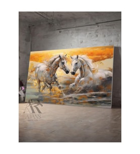 Kanvas Tablo Çift Beyaz At Dekoratif Kanvas Tablo 50 X 70