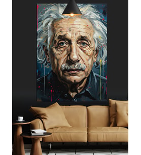 Albert Einstein Yaşlı Portresi Dekoratif Kanvas - Mdf Ahşap Tablo
