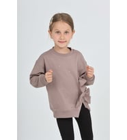 Toontoy Kız Çocuk Taşlı Fiyonklu Sweatshirt (Acı Kahve)