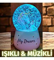 Unicorn Kar Küresi Işıklı Müzikli Unicorn At ve Küçük Kız Küre