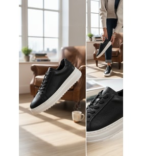 Enoch Hakiki Deri Günlük Kalın Taban Erkek Sneaker Comfort Tırtıklı Taban