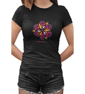 Mandala Let It Go Siyah Kadın Tshirt