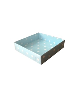 Asetat Kapaklı Karton Kutu  10X10X3 CM (50 Adet)  Puantiyeli Mavi
