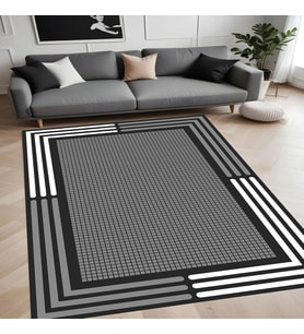 Rovigo Home Dijital Baskı Yıkanabilir Kaymaz Taban Salon Halısı Ve Yolluk RVG0990-FNL240 (Gri)