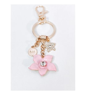 Zirkon Taşlı Yıldız ve Çiçek Figürlü Rose Gold Lüks Anahtarlık & Çanta Aksesuarı
