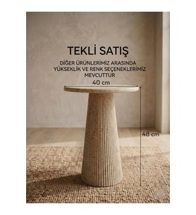 Traverten Mantar Sehpa Yükseklik 48 cm