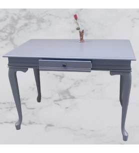 Çalışma masa ST 90139 model kayın aslan ayak çekmec parlak lake gri renk el yapım