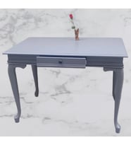 Çalışma masa ST 90139 model kayın aslan ayak çekmec parlak lake gri renk el yapım