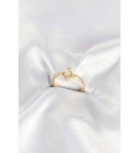 Gold Renk Vintage Model Zirkon Taşlı Yüzük