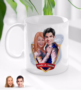 BK Gift Kişiye Özel İsimli Sevgililer Karikatürlü Beyaz Kupa Bardak-36