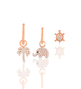 Gümüş rose zirkon taşlı  Kombin Üçlü Küpe Seti SGTL11788ROSE