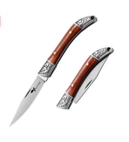 Valkyrie Ahşap Mini Çelik İşlemeli Katlanır Outdoor Cep Bıçağı – Şık Tasarım, Taşıması Kolay