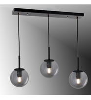 TT604-3S-FULLSY TT Aydınlatma Mat Siyah 3 lü Tijli Glop Camlı Sıralı Avize