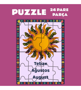 Pazil Bi Kurdî Tebax Ağustos Ayı - Kürtçe Puzzle Yapboz (24 Pare/Parça - A5) (Çok Renkli)