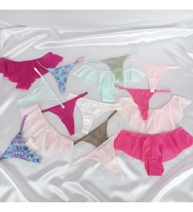 Kadın Çeyizlik Ve Bohçalık 10'lu Paket Karışık Renk Hipster String Tanga Checky Brazilian Külot BB2472