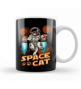 Cute Space Cat Adorable Kitty Astronaut Kupa Bardak Porselen