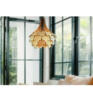Çınar Yağrağı Modern Tasarım Globe Küre Doğal Ahşap MDF 3D Lazer Kesim Rustik Salon Avize