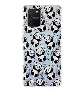 Samsung Galaxy A91 Uyumlu Kapak Panda Tasarımlı Şeffaf Silikon Kılıf
