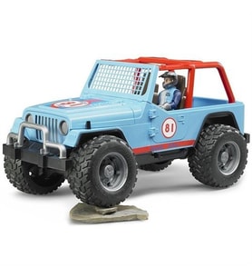 Bruder Jeep Cross Safari Aracı Kasklı Pilotu Mavi BR02541