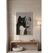Kedi Portresi Minimalist 1. Kalite Ahşap Çerçeveli Tablo
