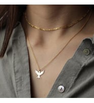 Kişiye Özel 925 Ayar Gümüş Anka Kuşu Figürlü Kolye Kadınlar Günü Özel Takı (Gold)
