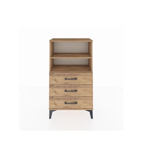 Arges Komodin 2 Raflı 3 Çekmeceli 60x30x106 Çam-Çam