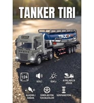 1:24 Ölçek Diecast Metal Kafa Işıklı ve Sesli Oyuncak Tanker Tırı - Ayrılabilir Dorseli Model Araba