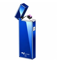 Valkyrie X8 USB Şarjlı Elektronik Ark Çakmak Alevsiz Rüzgara Dayanıklı Metalik Mavi