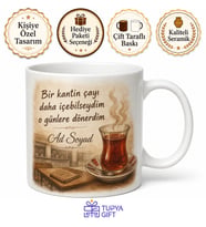 Kantin Çayı Özlemi Yazılı Nostaljik Baskılı Kupa Bardak Hediye