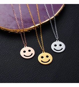 Kişiye Özel 925 Ayar Gümüş Minimal Emoji Kolye (Gold)