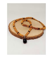 Obsidyen Taşlı Rudraksha Tohum Kolye Dolama Bileklik 8mm (49706)