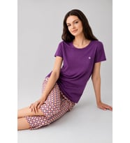 Arnetta Kadın Büyük Beden Bisiklet Yaka Modal Pamuklu Regular Fit Kısa Kollu Kapri Pijama Takım