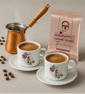 BK Gift Kişiye Özel Fotoğraflı 2'li Türk Kahvesi Fincanı & Bakır Cezve & Türk Kahvesi Seti-1, Arkadaş Hediye, Sevgiliye Hediye