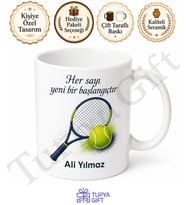Tenisçiye Hediye Kişiye Özel Baskılı Kupa Bardak Tenis Severler İçin