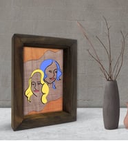 BK Gift Woman Line Tasarımlı Dekoratif Doğal Masif Ahşap Çerçeve 15x20cm-2 (Beyaz)