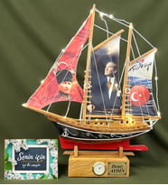 Size Özel Led Işıklı Saatli Büyük Boy Ahşap Gemi Hediyesi Doğal El Yapımı (Model 5)