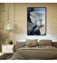 Metal Çerçeveli Temperli Cam Tablo Modern Soft Fırça Darbeleri (Siyah)