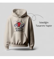 Hayal Baskı Kişiye Özel İsim Baskılı Unisex Kapüşonlu Bej Sweatshirt Hoodie
