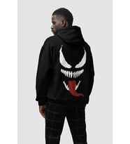 Venom Karakter Baskılı Unisex Oversize Film Hoodie