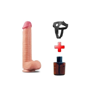 Belden Bağlamalı Yeni Nesil Çift Katmanlı 30,5 cm Realistik Dev Dildo Penis