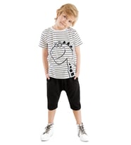 Sevimli Dino Erkek Çocuk T-shirt Kapri Şort Takım (Karışık)